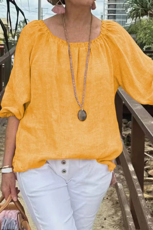 Tops casuales básicos de color sólido con cuello redondo (9 colores)