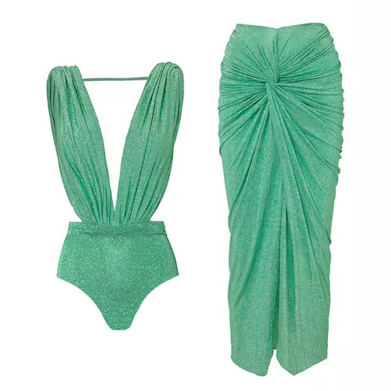 Trajes de baño sexys de color sólido con abertura en la espalda y sin espalda