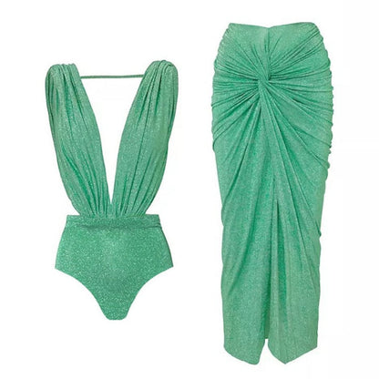 Trajes de baño sexys de color sólido con abertura en la espalda y sin espalda