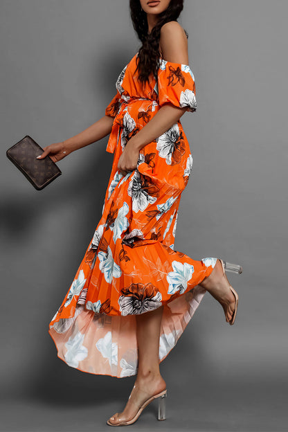 Vestidos sexis con estampado floral, encaje, plisados y hombros descubiertos (6 colores)