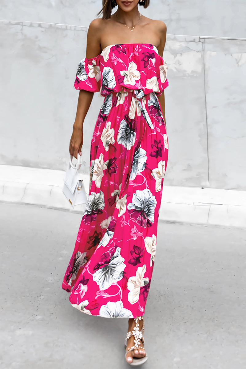Vestidos sexis con estampado floral, encaje, plisados y hombros descubiertos (6 colores)