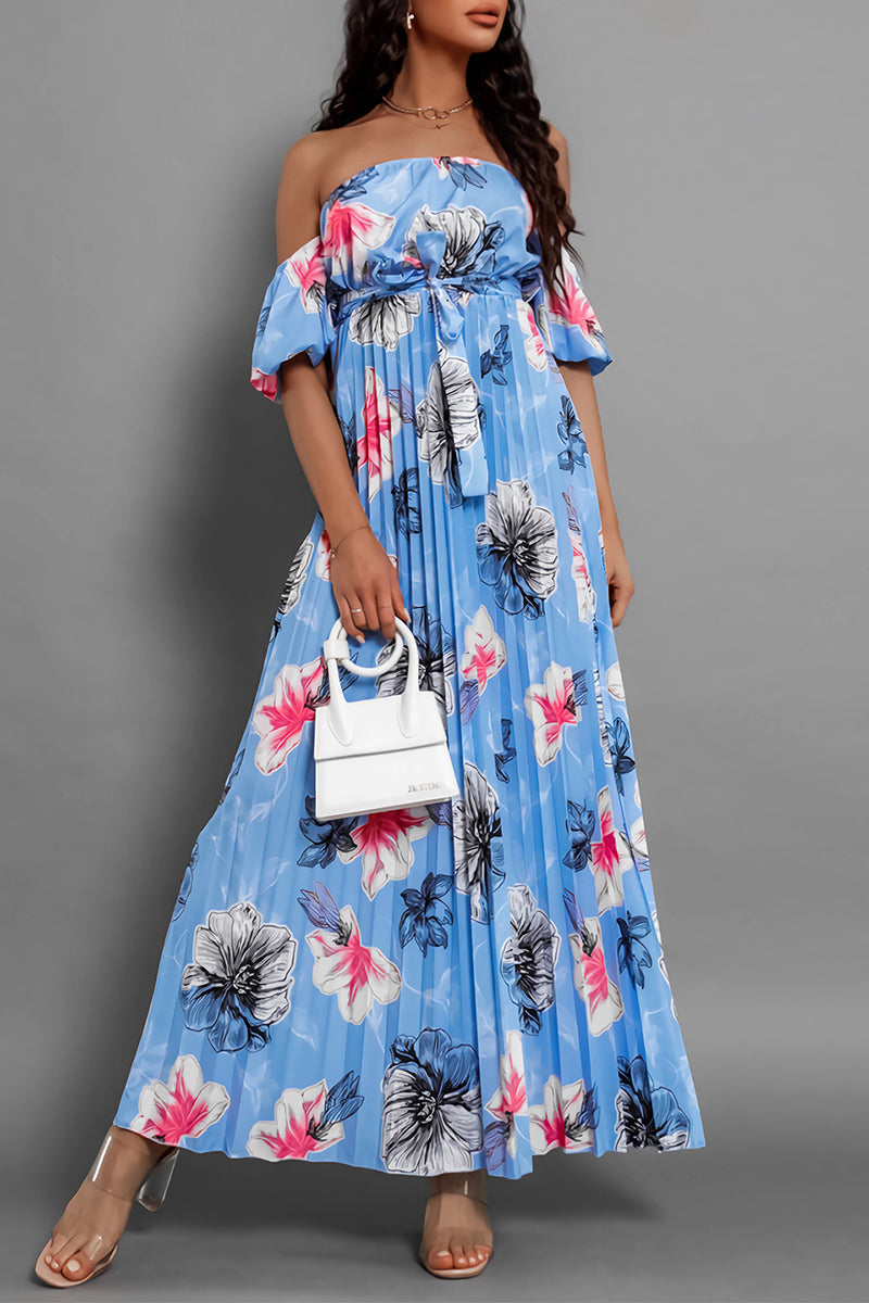 Vestidos sexis con estampado floral, encaje, plisados y hombros descubiertos (6 colores)
