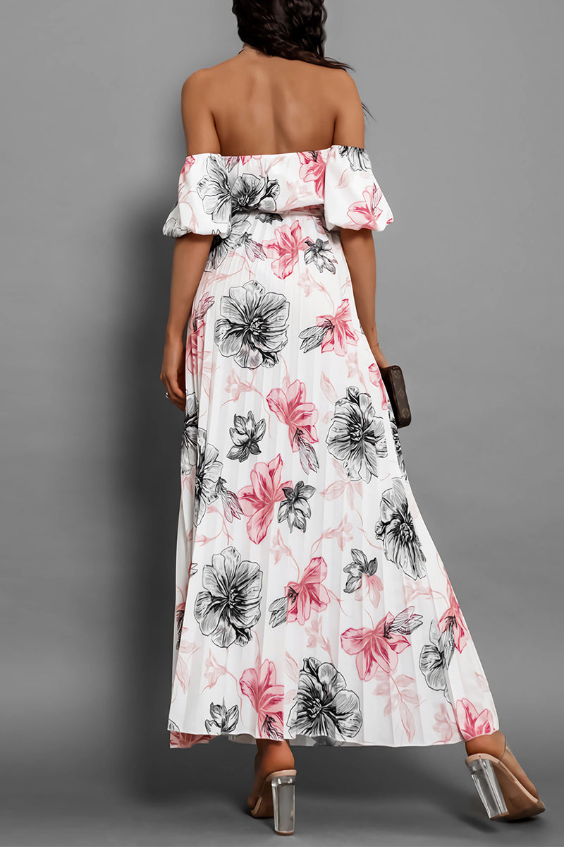 Vestidos sexis con estampado floral, encaje, plisados y hombros descubiertos (6 colores)