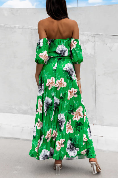 Vestidos sexis con estampado floral, encaje, plisados y hombros descubiertos (6 colores)