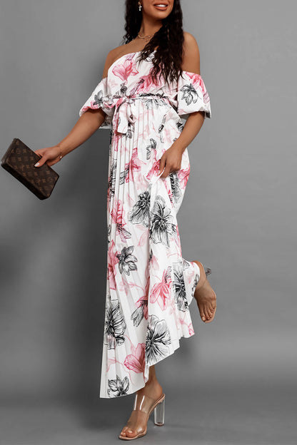 Vestidos sexis con estampado floral, encaje, plisados y hombros descubiertos (6 colores)