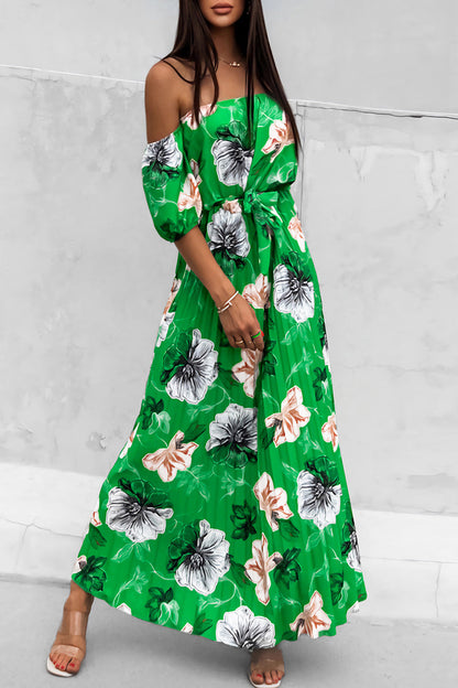 Vestidos sexis con estampado floral, encaje, plisados y hombros descubiertos (6 colores)