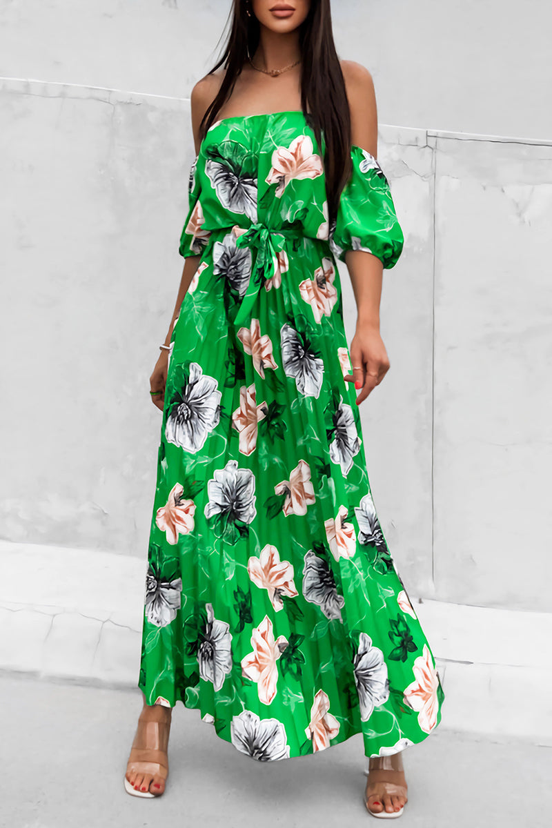 Vestidos sexis con estampado floral, encaje, plisados y hombros descubiertos (6 colores)