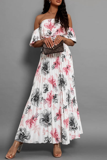 Vestidos sexis con estampado floral, encaje, plisados y hombros descubiertos (6 colores)
