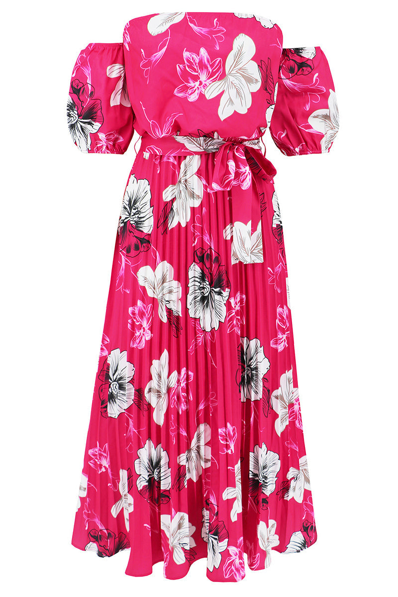 Vestidos sexis con estampado floral, encaje, plisados y hombros descubiertos (6 colores)