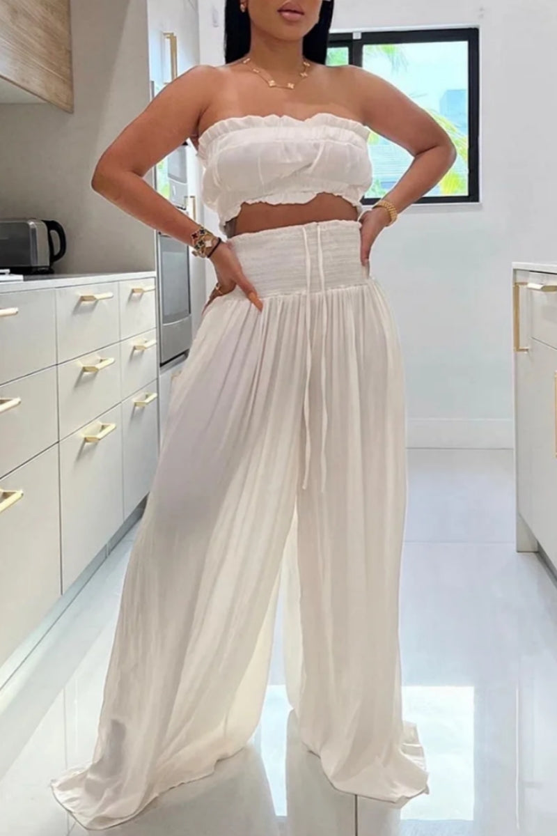 Conjunto de dos piezas sexy, informal, sin espalda, sin tirantes y sin mangas