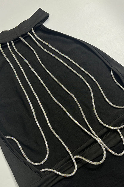 Traje de baño sexy de malla sin espalda de color sólido para vacaciones