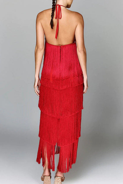 Vestidos sexys sin mangas con flecos y espalda descubierta (4 colores)