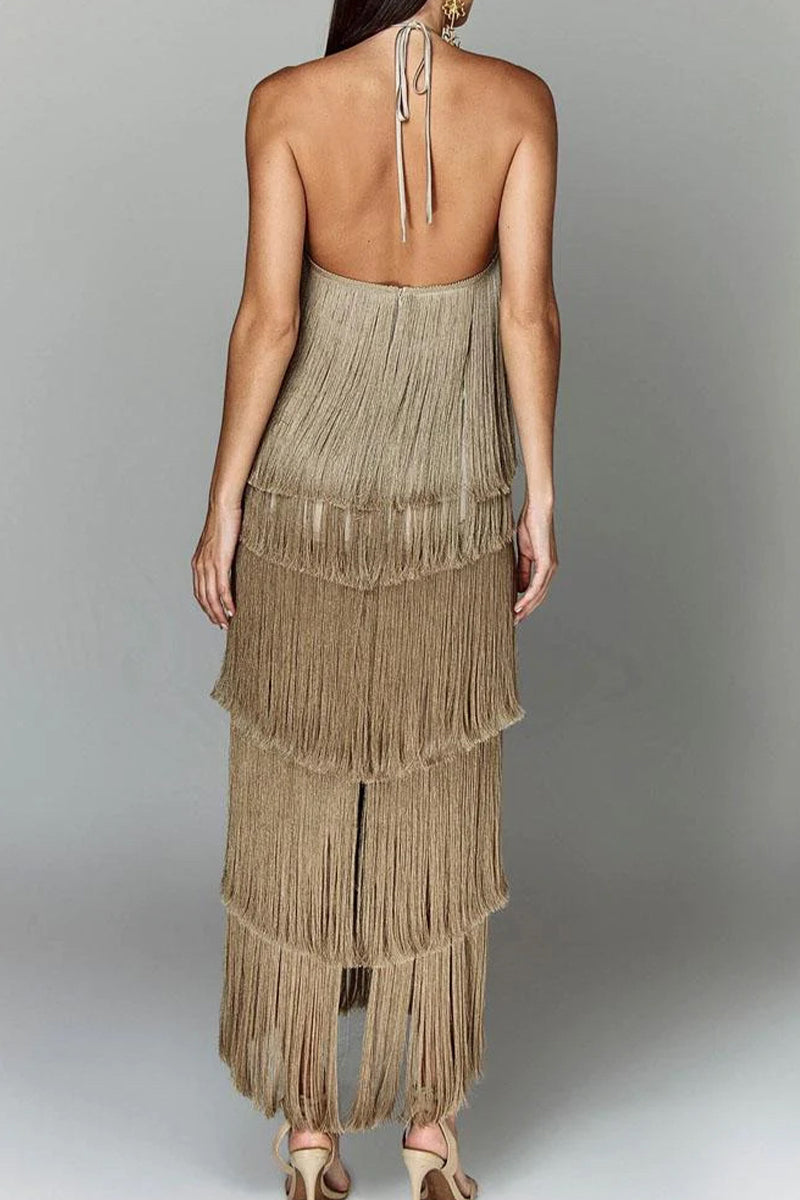 Vestidos sexys sin mangas con flecos y espalda descubierta (4 colores)