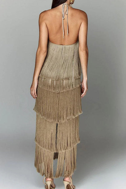 Vestidos sexys sin mangas con flecos y espalda descubierta (4 colores)