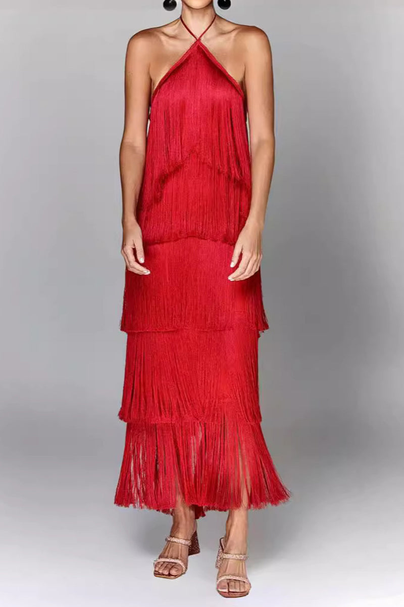 Vestidos sexys sin mangas con flecos y espalda descubierta (4 colores)