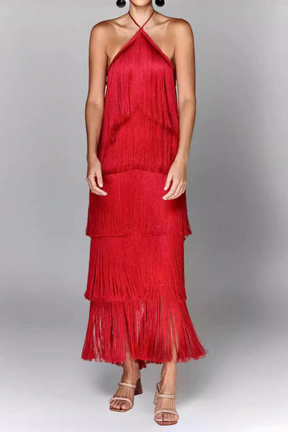 Vestidos sexys sin mangas con flecos y espalda descubierta (4 colores)