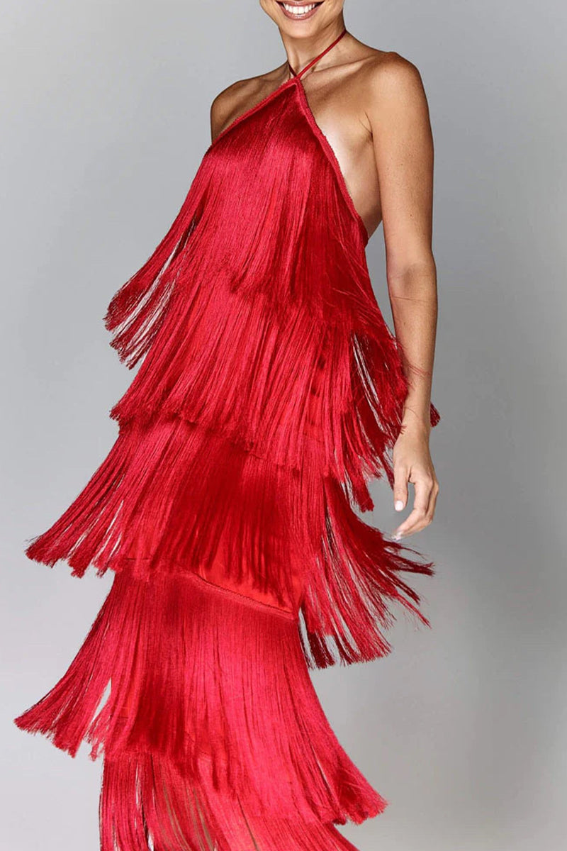 Vestidos sexys sin mangas con flecos y espalda descubierta (4 colores)