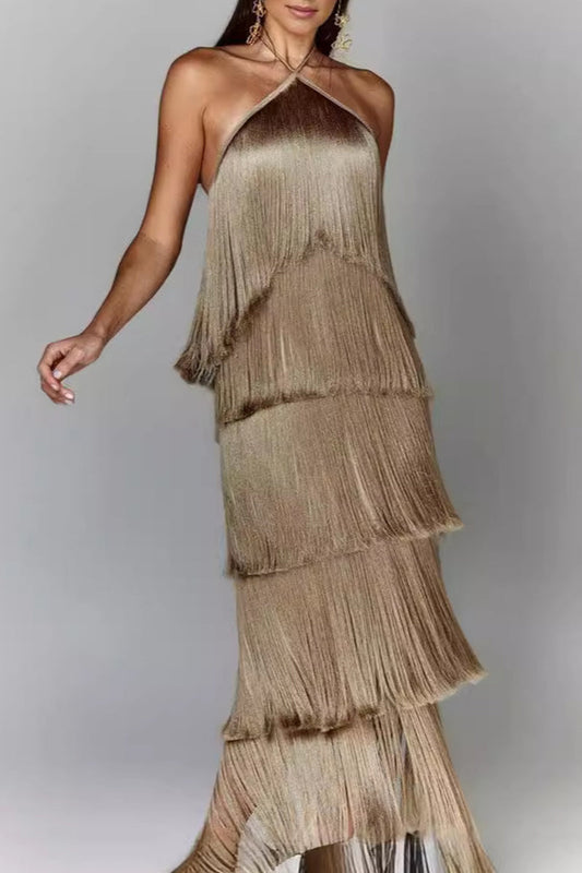 Vestidos sexys sin mangas con flecos y espalda descubierta (4 colores)