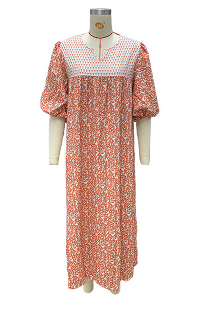 Vestidos elegantes de calle con estampado floral, patchwork, contraste, cuello en V, corte A
