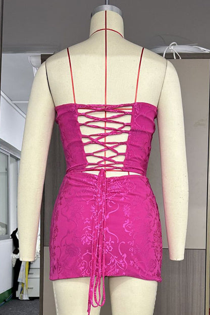 Conjunto de dos piezas sin mangas con escote en V y diseño de tiras de patchwork en color liso (4 colores)
