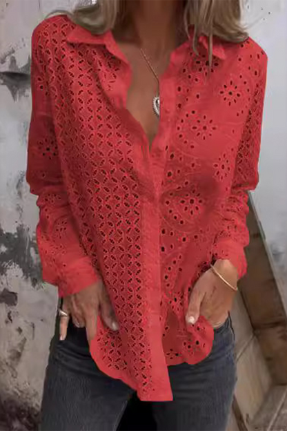 Blusas casuales de color sólido con cuello vuelto y aberturas (7 colores)