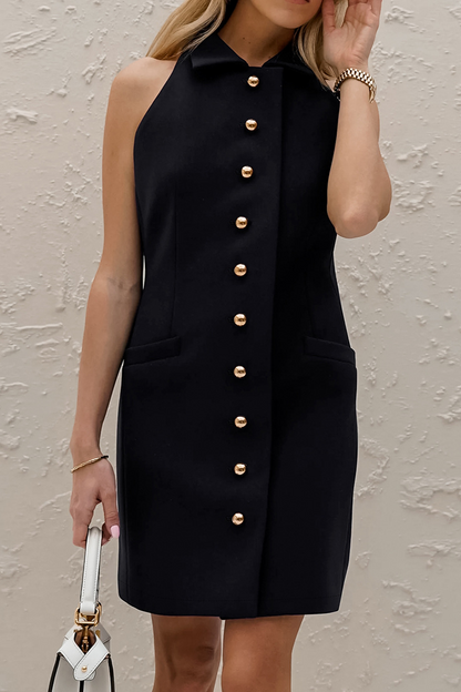 Vestidos elegantes de celebridades con falda lápiz y cuello vuelto con hebilla de color sólido