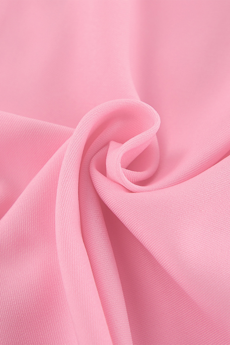 Vestidos elegantes de celebridades con falda lápiz y cuello vuelto con hebilla de color sólido
