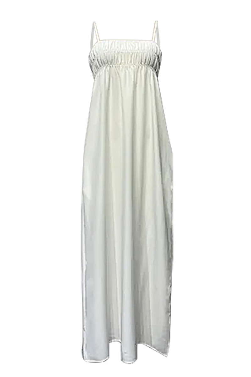 Vestidos casuales de vacaciones con cuello cuadrado y bolsillos en color liso