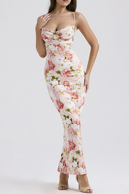 Vestidos sexis de encaje con flores y patchwork con abertura y escote en V, falda de un solo paso
