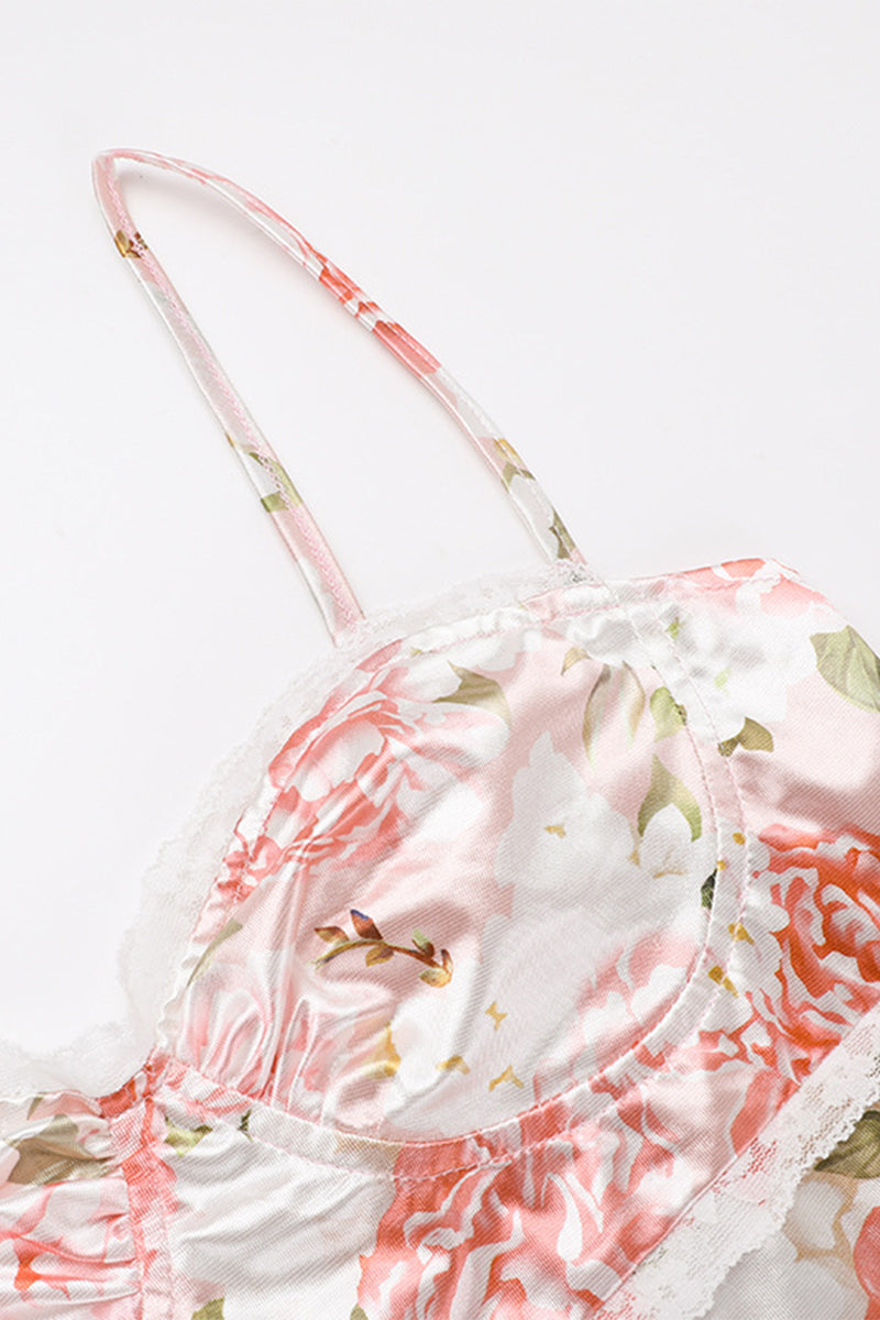 Vestidos sexis de encaje con flores y patchwork con abertura y escote en V, falda de un solo paso