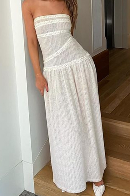 Vestidos sexys de color sólido con flores y ganchos transparentes sin tirantes