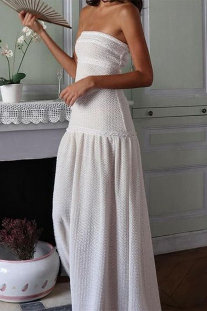 Vestidos sexys de color sólido con flores y ganchos transparentes sin tirantes