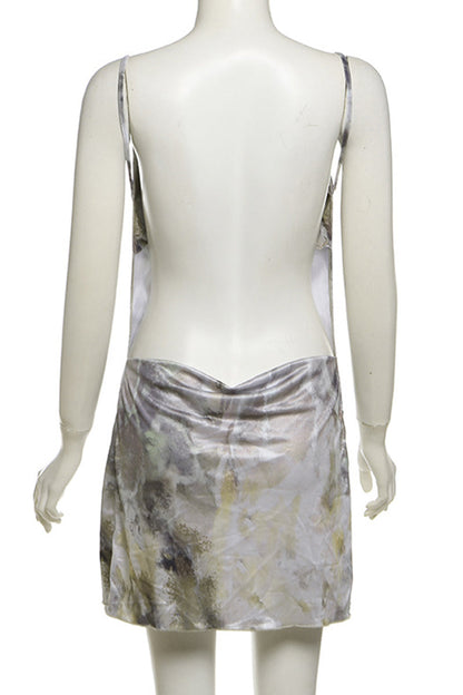 Vestidos de tirantes finos con espalda descubierta y estampado de patchwork urbano