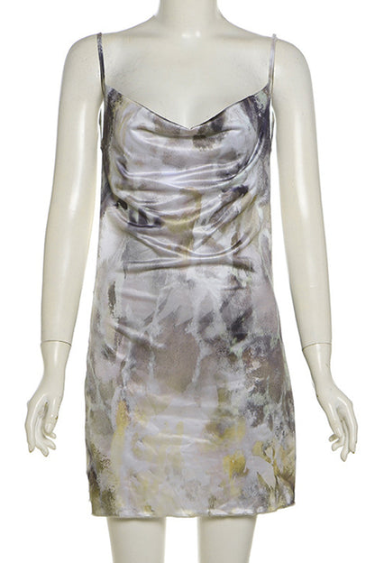 Vestidos de tirantes finos con espalda descubierta y estampado de patchwork urbano