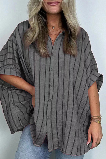 Blusas casuales de cuello vuelto con botones y rayas para uso diario (8 colores)