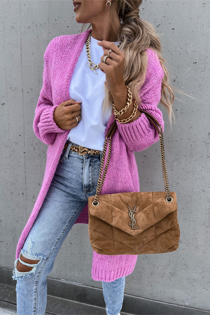 Cárdigan informal de tejido liso con cuello tipo cárdigan (3 colores) para uso diario
