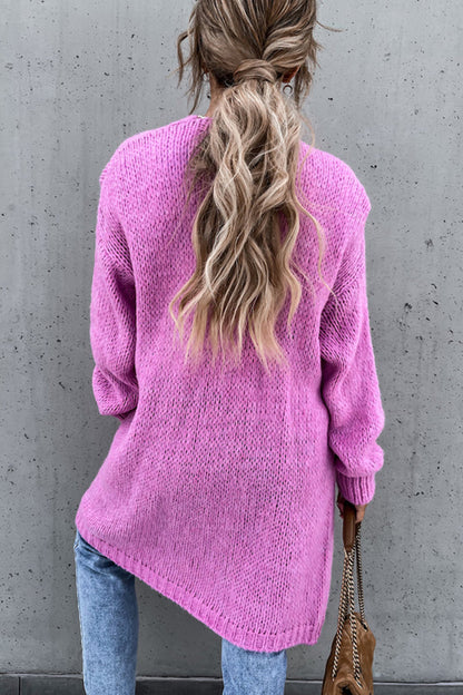 Cárdigan informal de tejido liso con cuello tipo cárdigan (3 colores) para uso diario