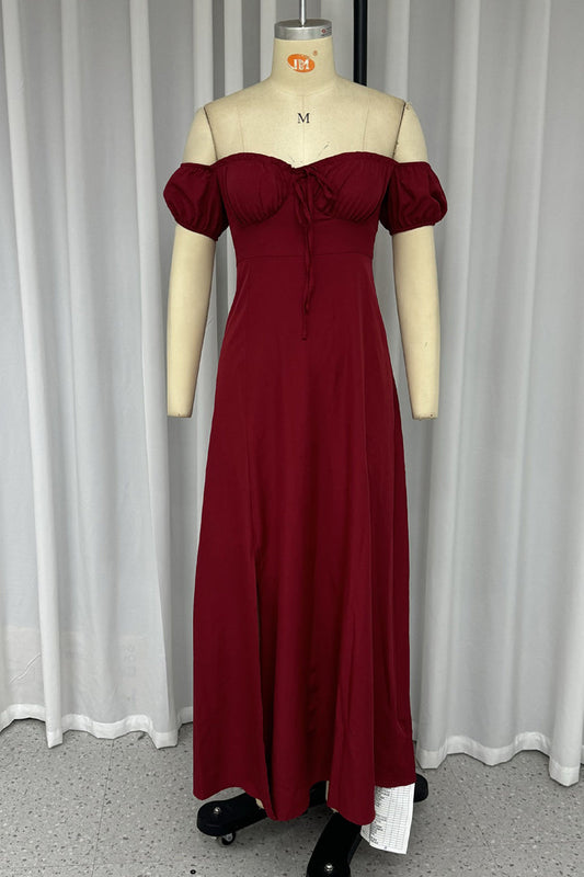 Vestidos sexis de corte A con abertura y cordón en los hombros