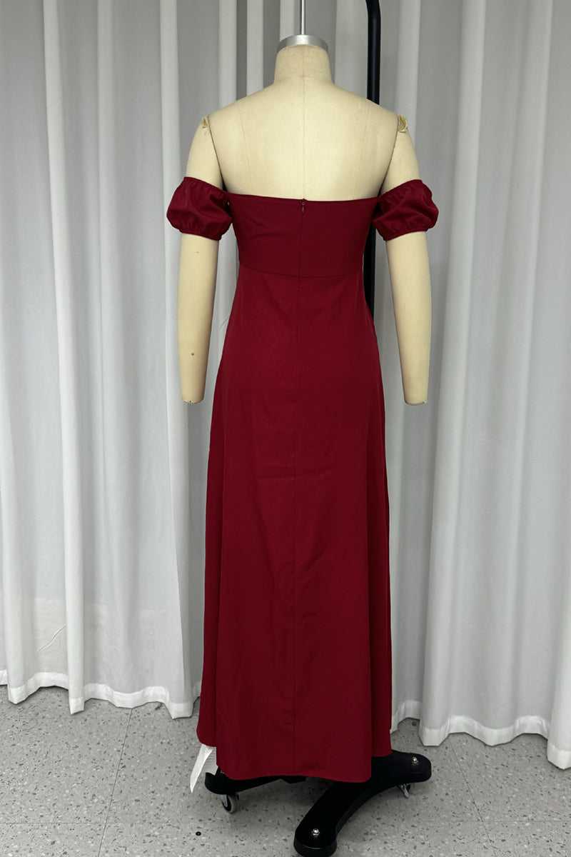 Vestidos sexis de corte A con abertura y cordón en los hombros