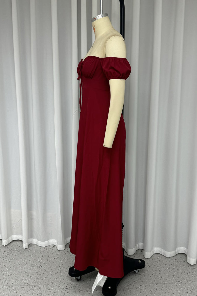 Vestidos sexis de corte A con abertura y cordón en los hombros