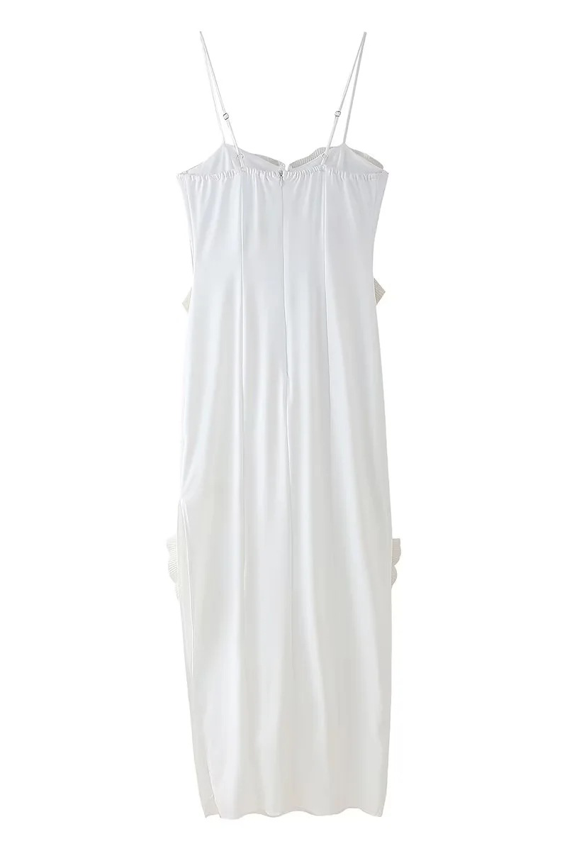 Vestidos sexis de patchwork con volantes y escote en V