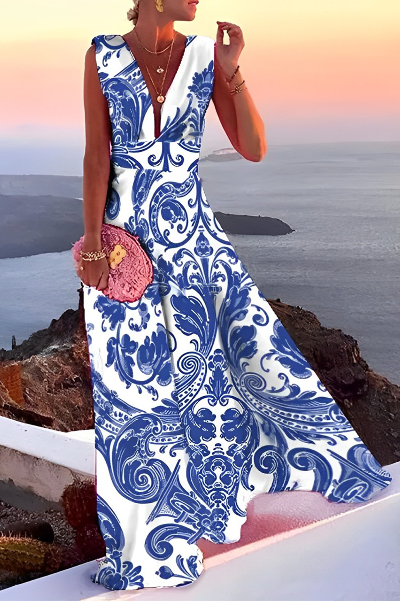 Vestidos casuales con estampado de patchwork, cuello en V y falda pastel (5 colores)