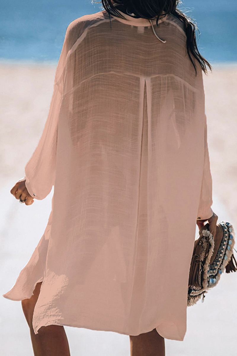 Traje de baño informal de vacaciones con hebilla de color sólido transparente (5 colores)