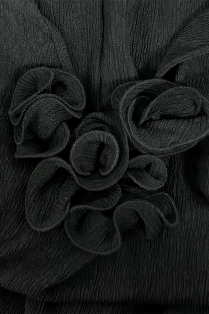 Vestidos sexis de color sólido con abertura en forma de flor, cuello en V y manga larga