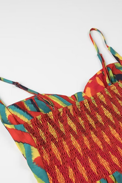 Elegantes vestidos de tirantes con escote en V, estampado de rayas y patchwork en contraste