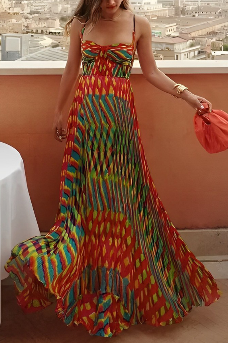 Elegantes vestidos de tirantes con escote en V, estampado de rayas y patchwork en contraste