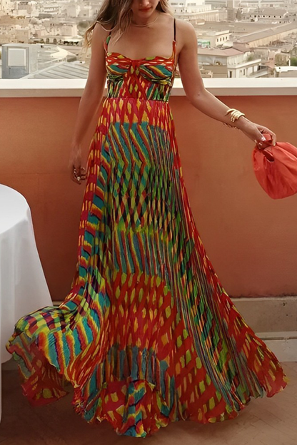 Elegantes vestidos de tirantes con escote en V, estampado de rayas y patchwork en contraste