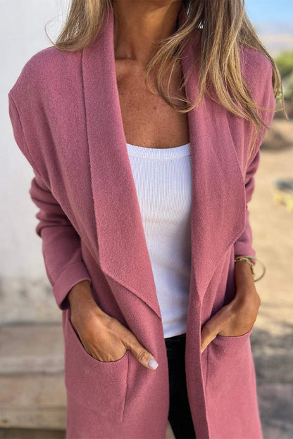 Prendas de abrigo informales de cuello vuelto, color liso, con bolsillos y para uso diario (5 colores)