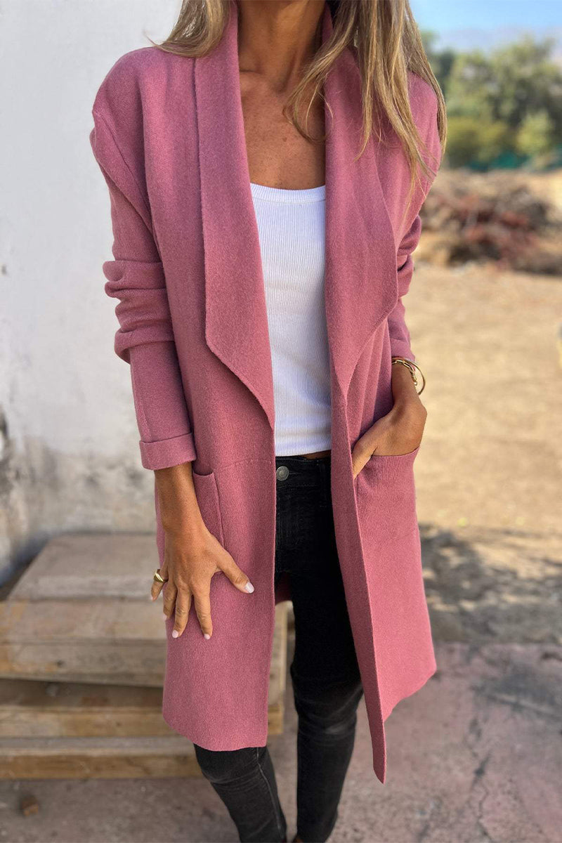 Prendas de abrigo informales de cuello vuelto, color liso, con bolsillos y para uso diario (5 colores)