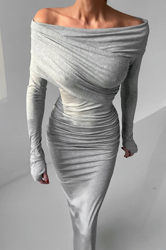 Vestidos sexys con falda cruzada y hombros descubiertos, fruncidos e irregulares